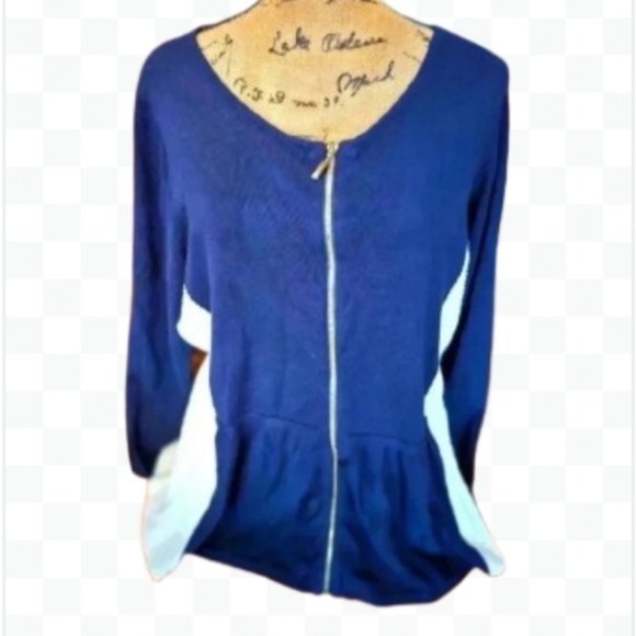 INC International Concepts Navy Nautical Sporty Top Plus Sz 2X - Picture 1 of 6